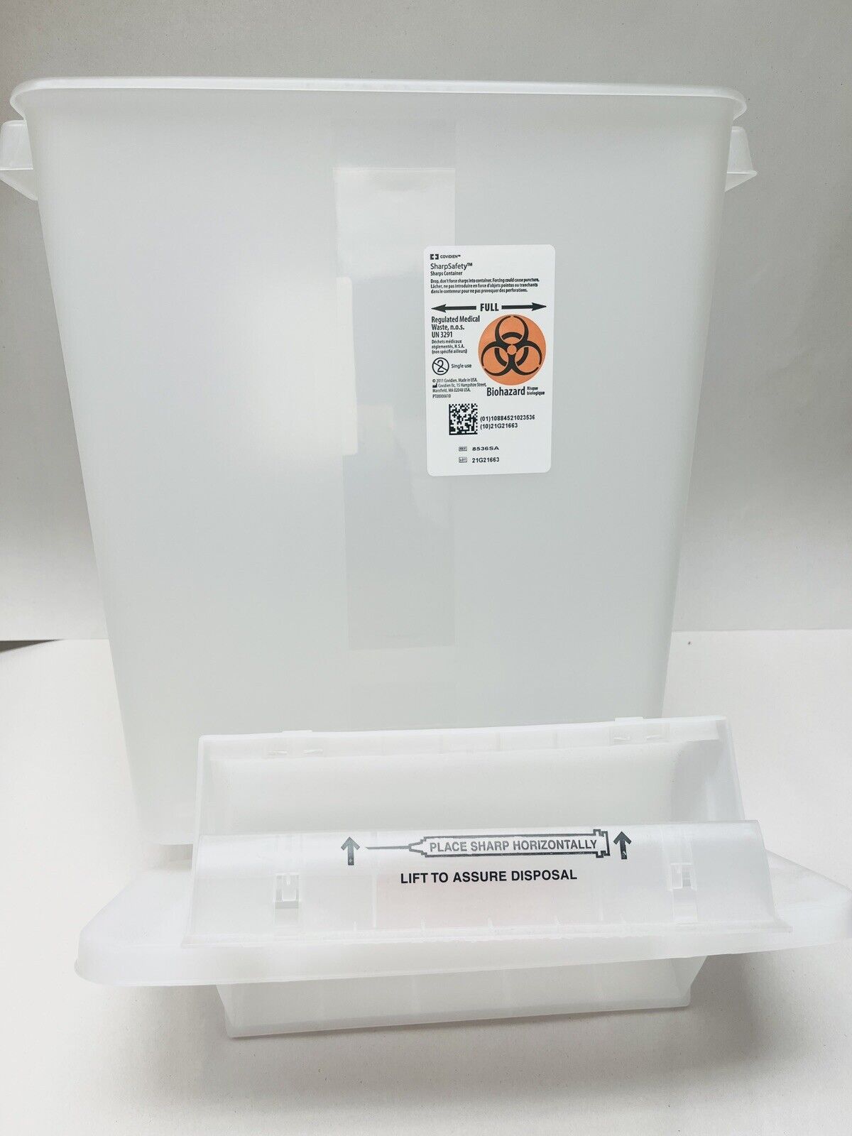 Sharps Container SharpStar™ In-Room™ Translucent Red Base 16-1/2 H X 13-3/4 W X 6 D Inch Horizontal Entry 3 Gallon (1/EA 10/CS) by Cardinal  ID 8536SA